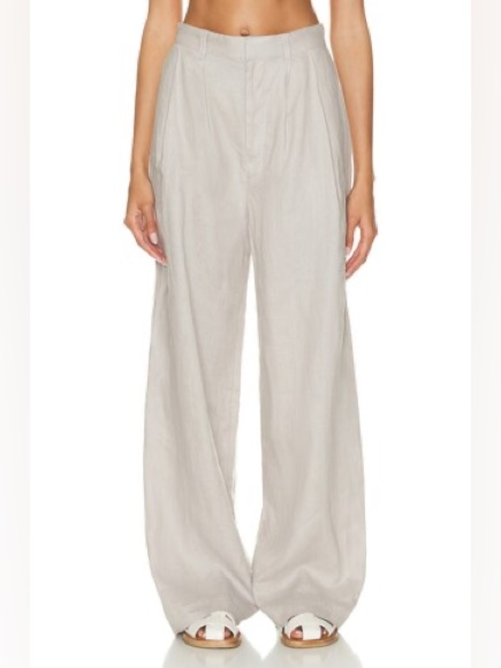 Enza Costa Linen Pleated Wide Leg Pant in Mist